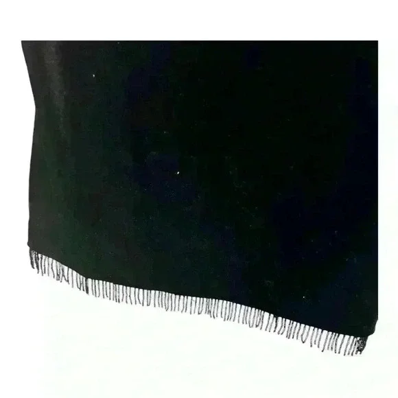 Vintage Clio Black Velvet Beaded Fringe Top, M - Picture 5 of 5